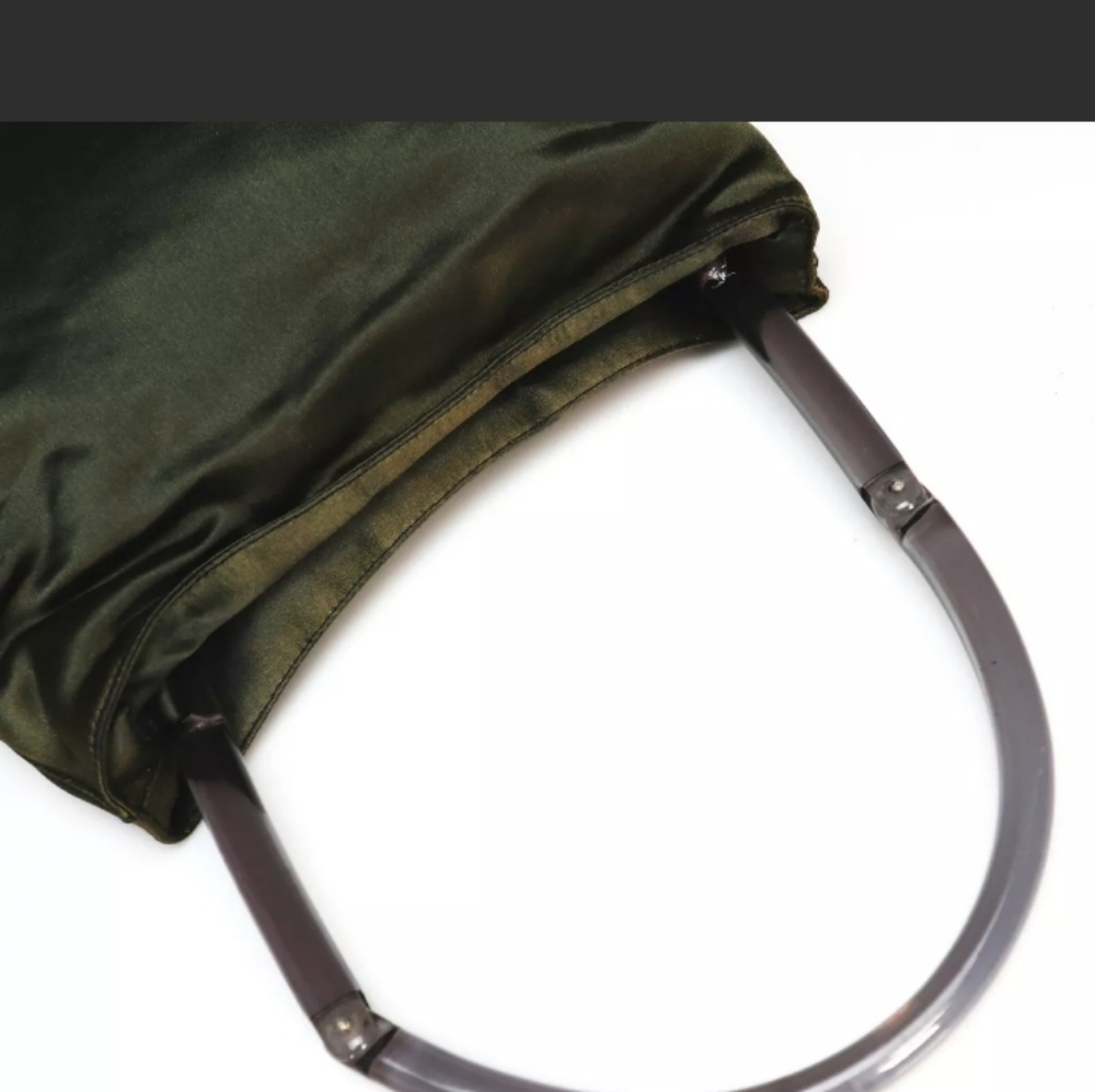 Prada "RARE" Fabric Bag with Acrylic Handle Olive/Khaki - Picture 5 of 8